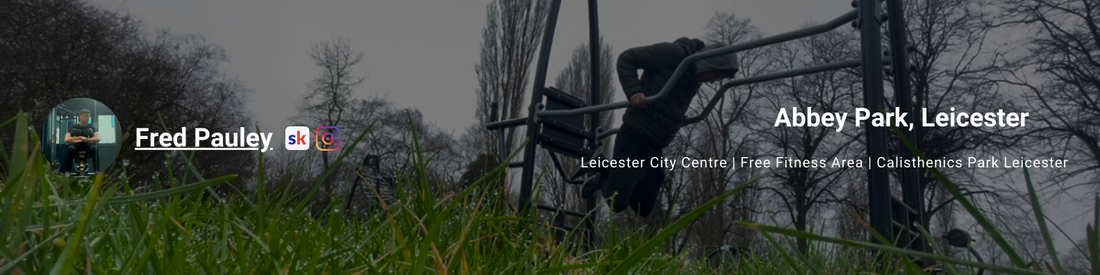 Abbey Park outdoor gym in Leicester, showcasing fitness equipment including parallel bars, bodyweight machines, and open workout space. A free public fitness area for calisthenics, street workout, and functional training in Leicester city centre.