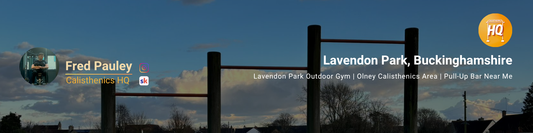 Calisthenics HQ Lavendon blog thumbnail showing pull up bars, fitness keywords, and social icons – discover the best outdoor gym in Lavendon MK46 for beginner calisthenics and bodyweight workouts.