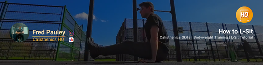 Blog thumbnail for "Give Me 2 Minutes and I’ll Teach You How to L-Sit" by Calisthenics HQ, featuring workout title, author, and calisthenics theme.
