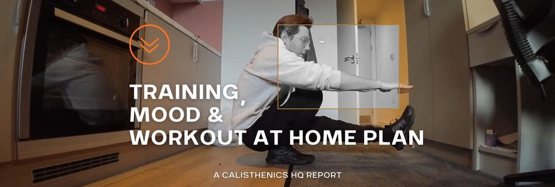 Thumbnail showing people working out at home with motivational Calisthenics HQ text promoting mood-boosting exercise.