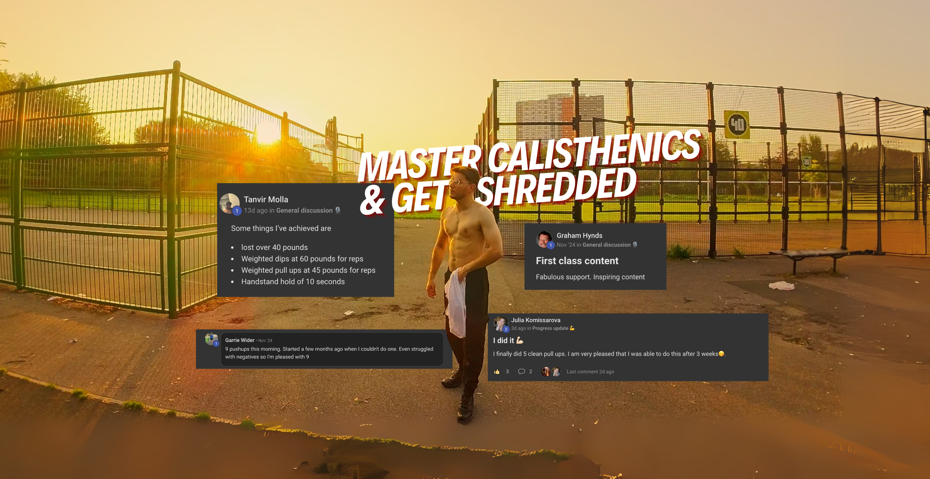 Calisthenics HQ founder coaching online with client testimonials. Online calisthenics coaching, courses and community helping athletes build strength, master skills and transform with bodyweight training.
